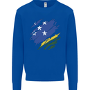 Torn Solomon Islands Flag Day Football Kids Sweatshirt Jumper Royal Blue