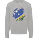 Torn Solomon Islands Flag Day Football Kids Sweatshirt Jumper Sports Grey