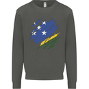 Torn Solomon Islands Flag Day Football Kids Sweatshirt Jumper Storm Grey
