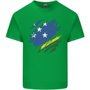 Torn Solomon Islands Flag Day Football Kids T-Shirt Childrens Irish Green