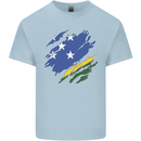 Torn Solomon Islands Flag Day Football Kids T-Shirt Childrens Light Blue