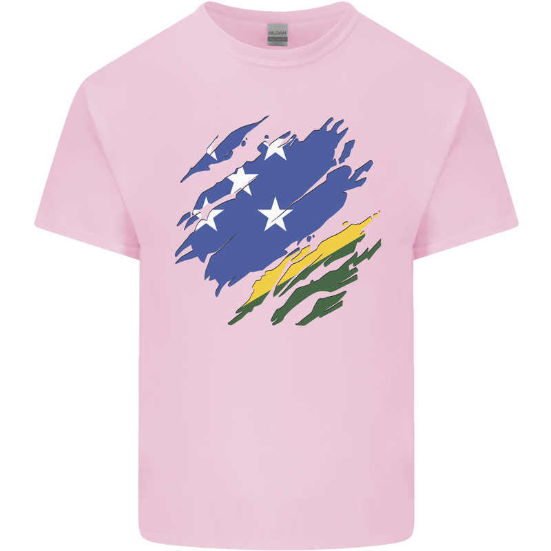 Torn Solomon Islands Flag Day Football Kids T-Shirt Childrens Light Pink