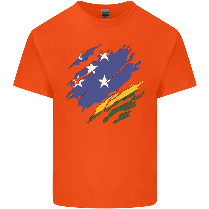 Torn Solomon Islands Flag Day Football Kids T-Shirt Childrens Orange