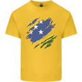 Torn Solomon Islands Flag Day Football Kids T-Shirt Childrens Yellow