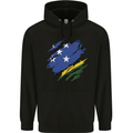 Torn Solomon Islands Flag Day Football Mens 80% Cotton Hoodie Black
