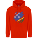 Torn Solomon Islands Flag Day Football Mens 80% Cotton Hoodie Bright Red