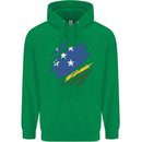 Torn Solomon Islands Flag Day Football Mens 80% Cotton Hoodie Irish Green