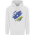 Torn Solomon Islands Flag Day Football Mens 80% Cotton Hoodie White