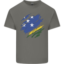 Torn Solomon Islands Flag Day Football Mens Cotton T-Shirt Tee Top Charcoal