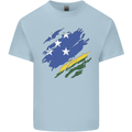 Torn Solomon Islands Flag Day Football Mens Cotton T-Shirt Tee Top Light Blue