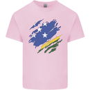 Torn Solomon Islands Flag Day Football Mens Cotton T-Shirt Tee Top Light Pink