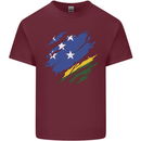 Torn Solomon Islands Flag Day Football Mens Cotton T-Shirt Tee Top Maroon