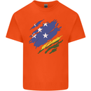 Torn Solomon Islands Flag Day Football Mens Cotton T-Shirt Tee Top Orange
