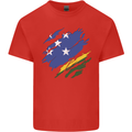 Torn Solomon Islands Flag Day Football Mens Cotton T-Shirt Tee Top Red