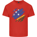 Torn Solomon Islands Flag Day Football Mens Cotton T-Shirt Tee Top Red