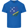 Torn Solomon Islands Flag Day Football Mens Cotton T-Shirt Tee Top Royal Blue