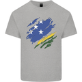Torn Solomon Islands Flag Day Football Mens Cotton T-Shirt Tee Top Sports Grey