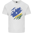 Torn Solomon Islands Flag Day Football Mens Cotton T-Shirt Tee Top White
