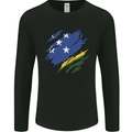 Torn Solomon Islands Flag Day Football Mens Long Sleeve T-Shirt Black