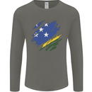 Torn Solomon Islands Flag Day Football Mens Long Sleeve T-Shirt Charcoal