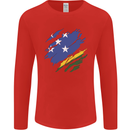 Torn Solomon Islands Flag Day Football Mens Long Sleeve T-Shirt Red