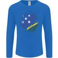 Torn Solomon Islands Flag Day Football Mens Long Sleeve T-Shirt Royal Blue