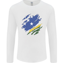 Torn Solomon Islands Flag Day Football Mens Long Sleeve T-Shirt White