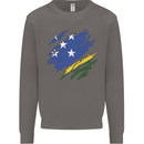 Torn Solomon Islands Flag Day Football Mens Sweatshirt Jumper Charcoal