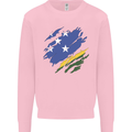 Torn Solomon Islands Flag Day Football Mens Sweatshirt Jumper Light Pink