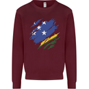 Torn Solomon Islands Flag Day Football Mens Sweatshirt Jumper Maroon