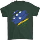Torn Solomon Islands Flag Day Football Mens T-Shirt 100% Cotton Forest Green