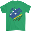 Torn Solomon Islands Flag Day Football Mens T-Shirt 100% Cotton Irish Green