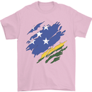 Torn Solomon Islands Flag Day Football Mens T-Shirt 100% Cotton Light Pink