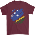 Torn Solomon Islands Flag Day Football Mens T-Shirt 100% Cotton Maroon