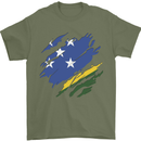 Torn Solomon Islands Flag Day Football Mens T-Shirt 100% Cotton Military Green