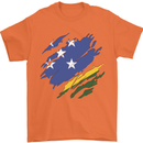 Torn Solomon Islands Flag Day Football Mens T-Shirt 100% Cotton Orange