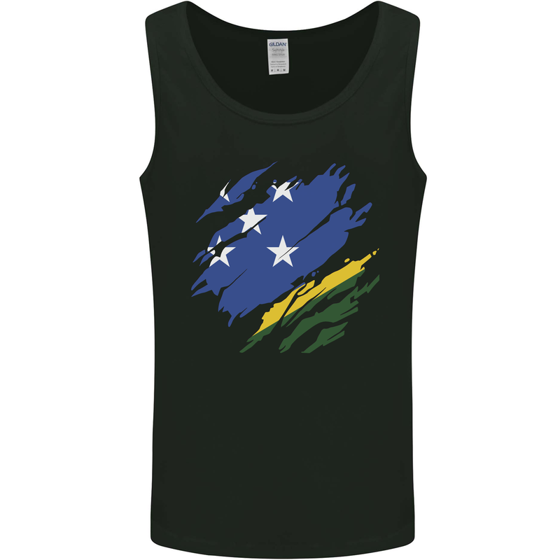 Torn Solomon Islands Flag Day Football Mens Vest Tank Top Black