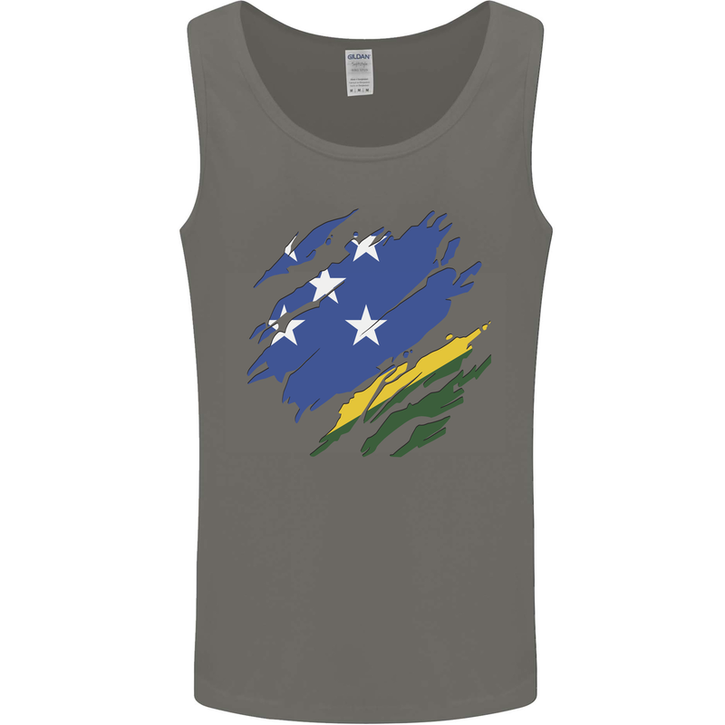 Torn Solomon Islands Flag Day Football Mens Vest Tank Top Charcoal