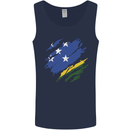 Torn Solomon Islands Flag Day Football Mens Vest Tank Top Navy Blue