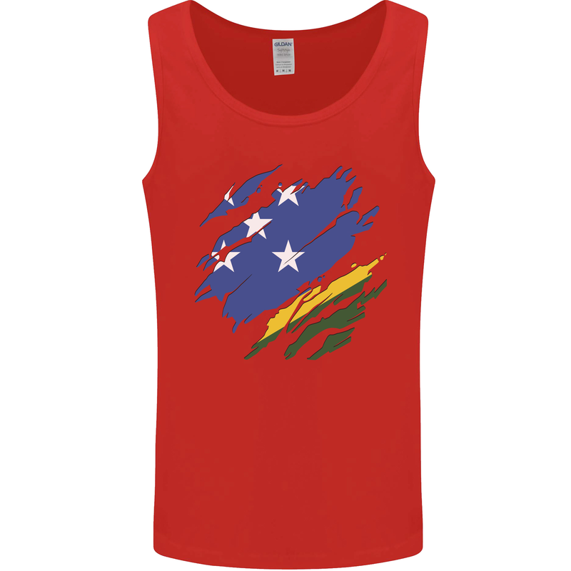 Torn Solomon Islands Flag Day Football Mens Vest Tank Top Red