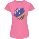 Torn Solomon Islands Flag Day Football Womens Petite Cut T-Shirt Azalea
