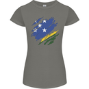 Torn Solomon Islands Flag Day Football Womens Petite Cut T-Shirt Charcoal
