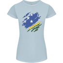Torn Solomon Islands Flag Day Football Womens Petite Cut T-Shirt Light Blue