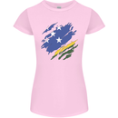 Torn Solomon Islands Flag Day Football Womens Petite Cut T-Shirt Light Pink