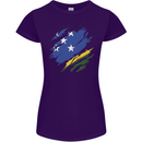 Torn Solomon Islands Flag Day Football Womens Petite Cut T-Shirt Purple
