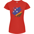 Torn Solomon Islands Flag Day Football Womens Petite Cut T-Shirt Red