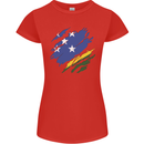 Torn Solomon Islands Flag Day Football Womens Petite Cut T-Shirt Red