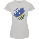 Torn Solomon Islands Flag Day Football Womens Petite Cut T-Shirt Sports Grey