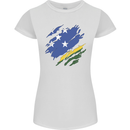 Torn Solomon Islands Flag Day Football Womens Petite Cut T-Shirt White
