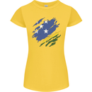 Torn Solomon Islands Flag Day Football Womens Petite Cut T-Shirt Yellow